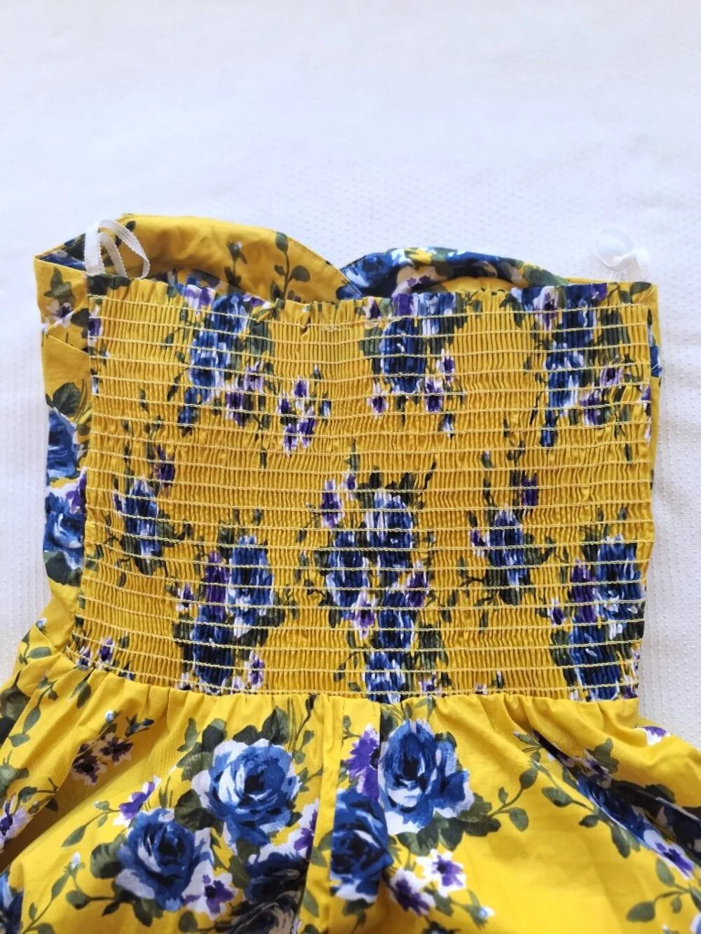 Sara U.S.A. Made in USA Yellow Floral Halter Midi Dress Cotton Blend S NWT